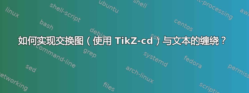 如何实现交换图（使用 TikZ-cd）与文本的缠绕？