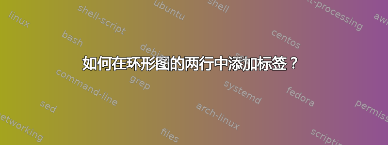 如何在环形图的两行中添加标签？