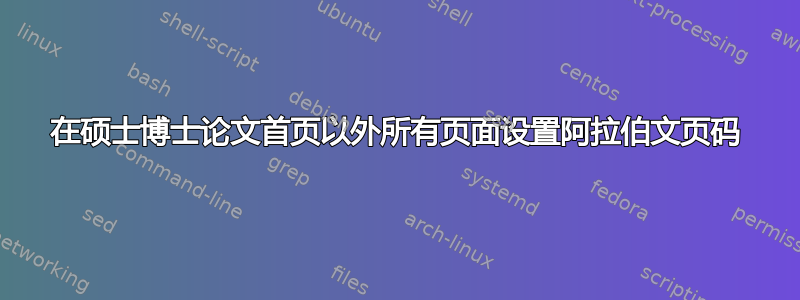 在硕士博士论文首页以外所有页面设置阿拉伯文页码