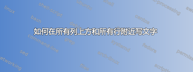 如何在所有列上方和所有行附近写文字