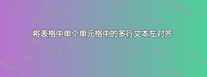 将表格中单个单元格中的多行文本左对齐