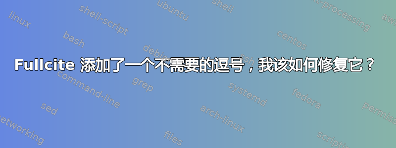 Fullcite 添加了一个不需要的逗号，我该如何修复它？