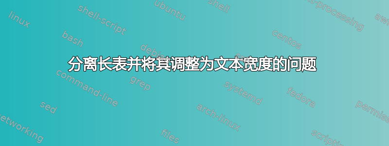 分离长表并将其调整为文本宽度的问题