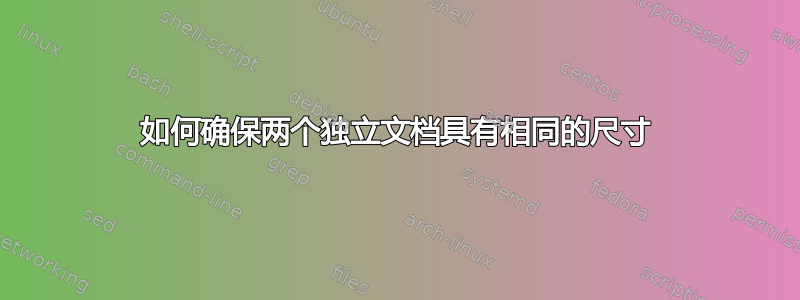 如何确保两个独立文档具有相同的尺寸