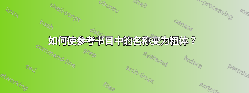 如何使参考书目中的名称变为粗体？