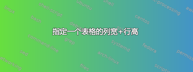 指定一个表格的列宽+行高