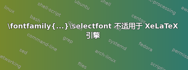 \fontfamily{...}\selectfont 不适用于 XeLaTeX 引擎