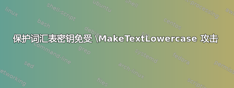 保护词汇表密钥免受 \MakeTextLowercase 攻击