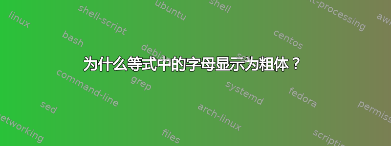 为什么等式中的字母显示为粗体？