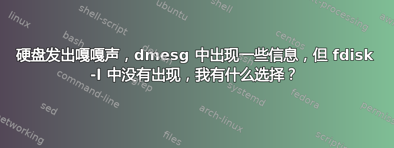 硬盘发出嘎嘎声，dmesg 中出现一些信息，但 fdisk -l 中没有出现，我有什么选择？