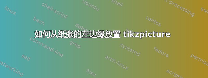 如何从纸张的左边缘放置 tikzpicture