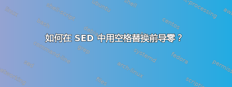 如何在 SED 中用空格替换前导零？