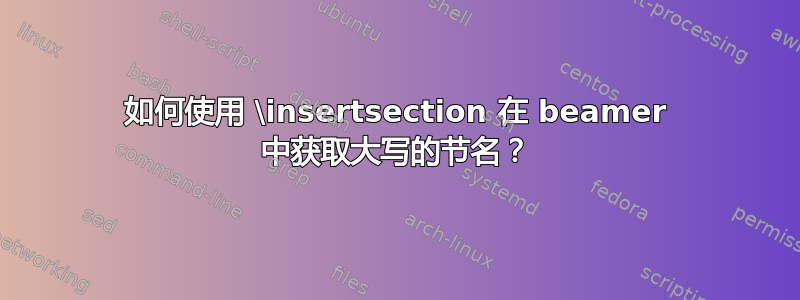 如何使用 \insertsection 在 beamer 中获取大写的节名？