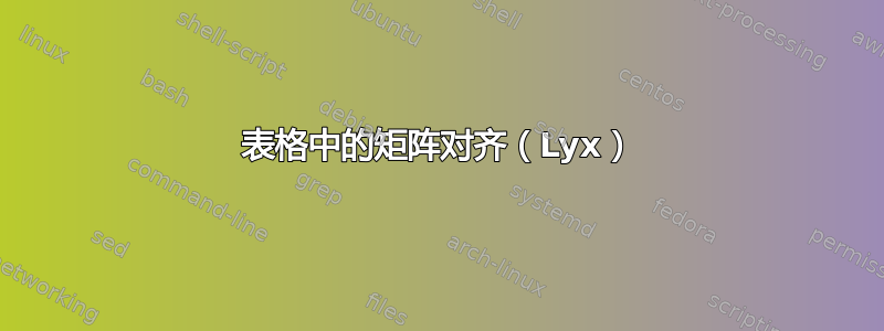 表格中的矩阵对齐（Lyx）