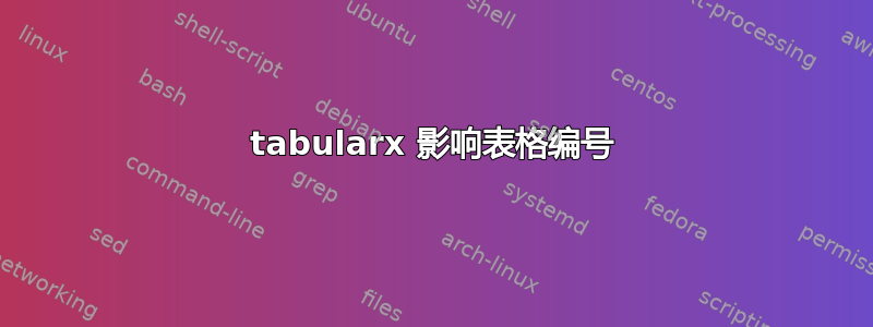 tabularx 影响表格编号