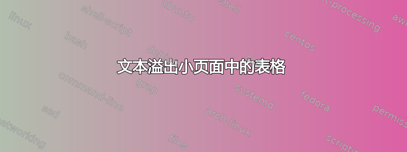 文本溢出小页面中的表格