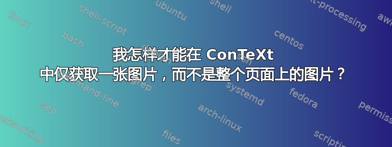 我怎样才能在 ConTeXt 中仅获取一张图片，而不是整个页面上的图片？