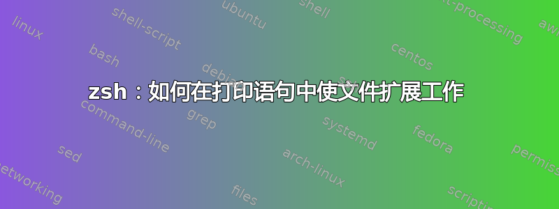 zsh：如何在打印语句中使文件扩展工作