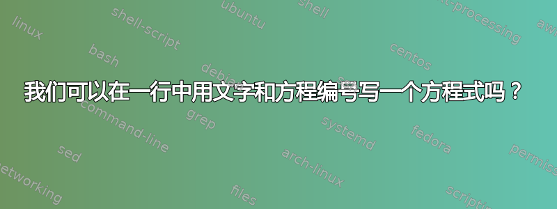 我们可以在一行中用文字和方程编号写一个方程式吗？