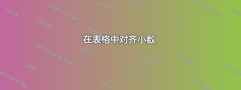 在表格中对齐小数