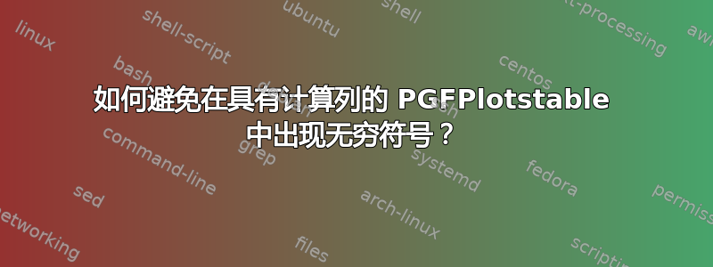 如何避免在具有计算列的 PGFPlotstable 中出现无穷符号？