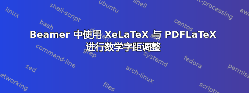 Beamer 中使用 XeLaTeX 与 PDFLaTeX 进行数学字距调整