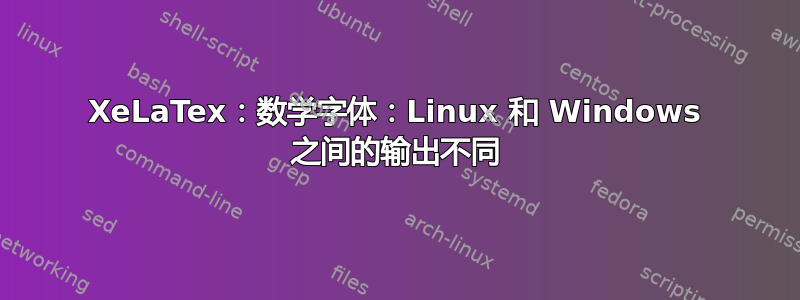 XeLaTex：数学字体：Linux 和 Windows 之间的输出不同