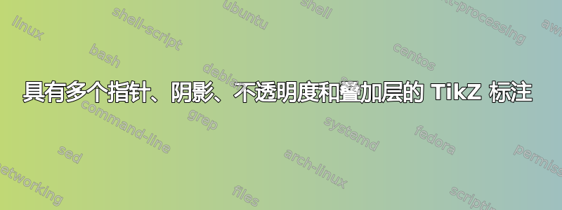 具有多个指针、阴影、不透明度和叠加层的 TikZ 标注