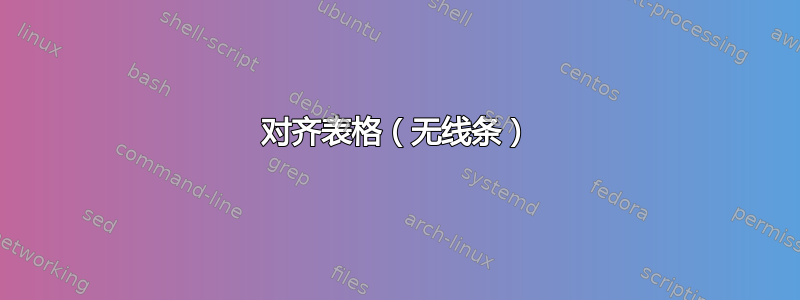 对齐表格（无线条）