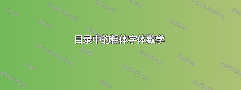 目录中的粗体字体数学