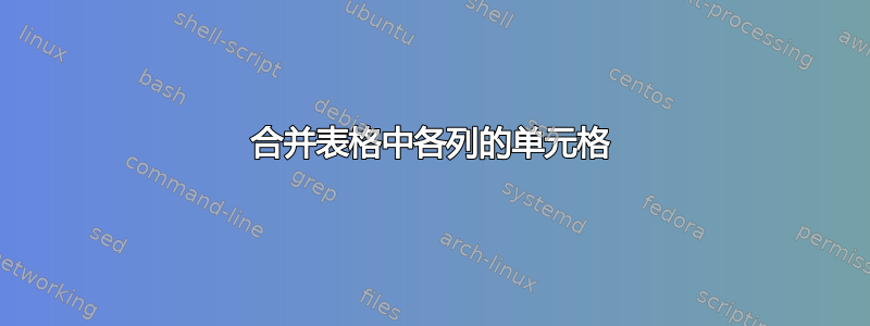 合并表格中各列的单元格