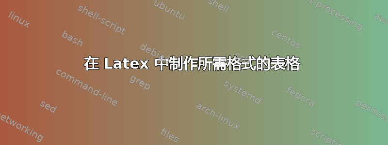 在 Latex 中制作所需格式的表格