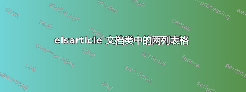 elsarticle 文档类中的两列表格