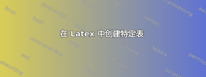 在 Latex 中创建特定表