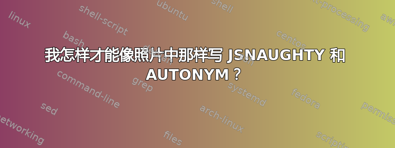 我怎样才能像照片中那样写 JSNAUGHTY 和 AUTONYM？