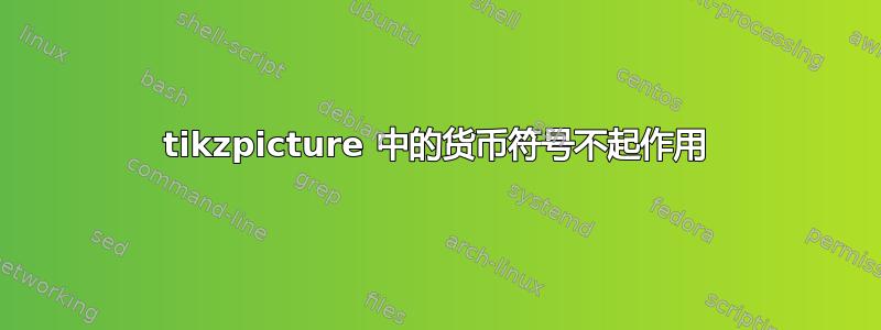 tikzpicture 中的货币符号不起作用