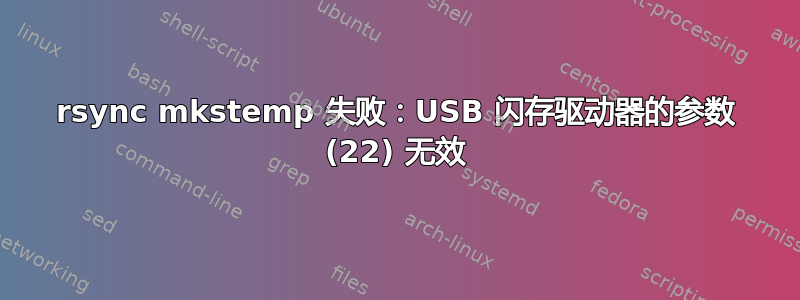 rsync mkstemp 失败：USB 闪存驱动器的参数 (22) 无效