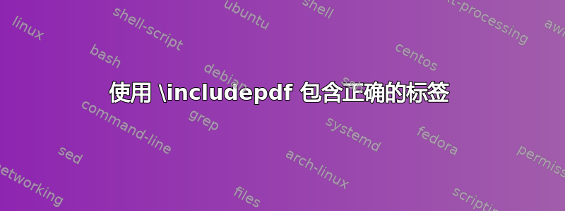 使用 \includepdf 包含正确的标签