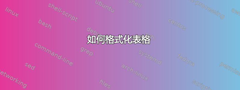 如何格式化表格