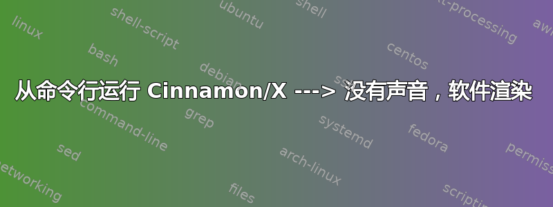 从命令行运行 Cinnamon/X ---> 没有声音，软件渲染