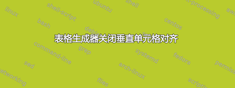 表格生成器关闭垂直单元格对齐