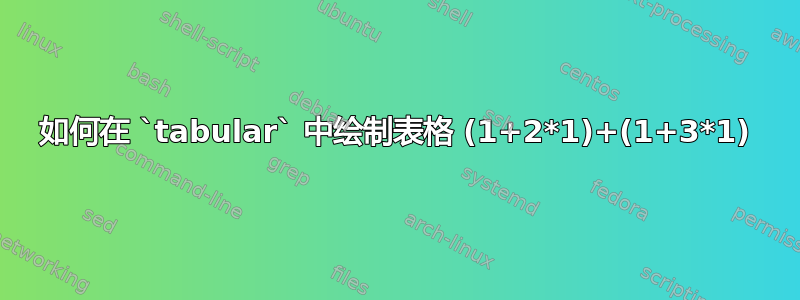 如何在 `tabular` 中绘制表格 (1+2*1)+(1+3*1)