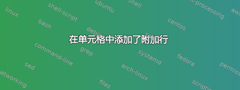 在单元格中添加了附加行