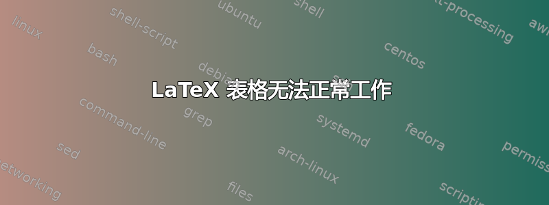 LaTeX 表格无法正常工作