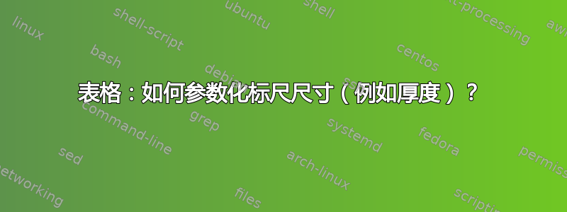 表格：如何参数化标尺尺寸（例如厚度）？