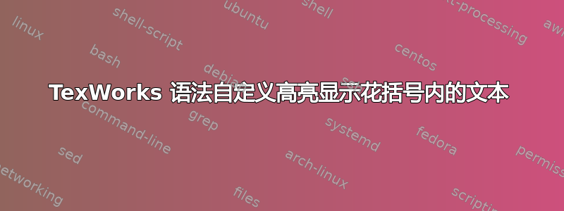 TexWorks 语法自定义高亮显示花括号内的文本