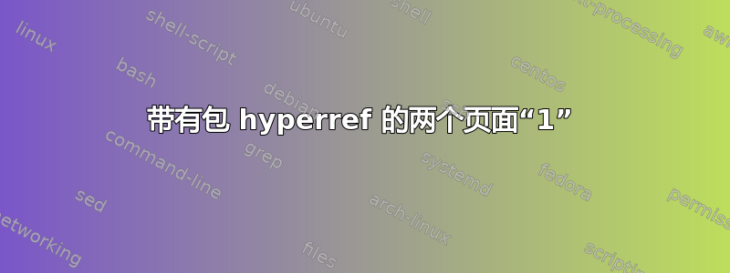 带有包 hyperref 的两个页面“1”