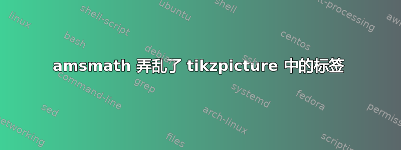 amsmath 弄乱了 tikzpicture 中的标签