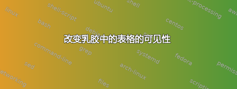 改变乳胶中的表格的可见性