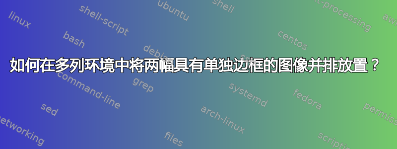 如何在多列环境中将两幅具有单独边框的图像并排放置？